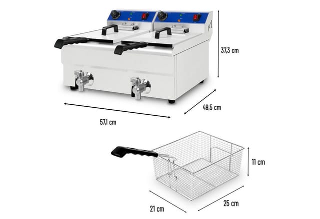 VERTES Fritteuse Fritöse Edelstahl 2x 10L (2x 3000W, 230V)