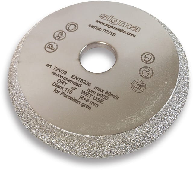 SCHLEIFSCHEIBEN 72V10S Ø 115 mm RADIUS 10 FÜR SIGMA JOLLY EDGE 37A1D 37A1PD