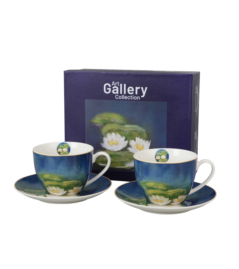 Set Aus 2 Tassen Und Untertassen, 270 Ml, Seerosenmotiv, Claude Monet