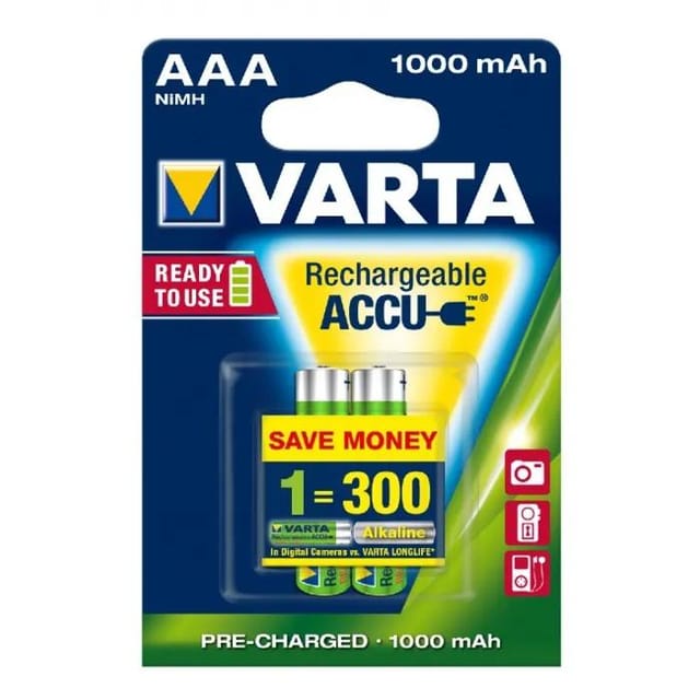 Varta Pack 2 Akkus AAA 800mAh grün wiederaufladbar