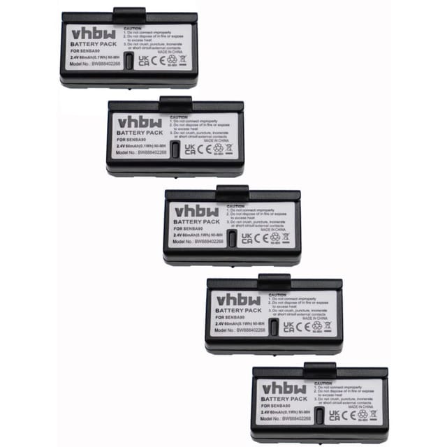 Vhbw - 5x Akku Ersatz für Sennheiser BA90, E180, E90 für Wireless Headset Kopfhörer (60mAh, 2,4V, NiMH)