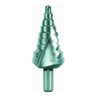 Stufenbohrer HSSE-Co 5 spiralgenutet mit Kreuzanschliff ø 6,5 - 32,5 mm - 101534E - Ruko