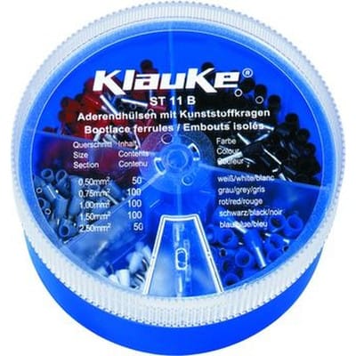 Klauke - ST11B Aderendhülsen-Sortiment 0.5 mm², 0.75 mm², 1 mm², 1.5 mm², 2.5 mm² Teilisoliert Weiß, g