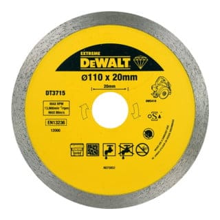 Zubehör - Diamanttrennscheibe Marmor, Porzellan und Granit 110x20 mm DT3715 - Dewalt