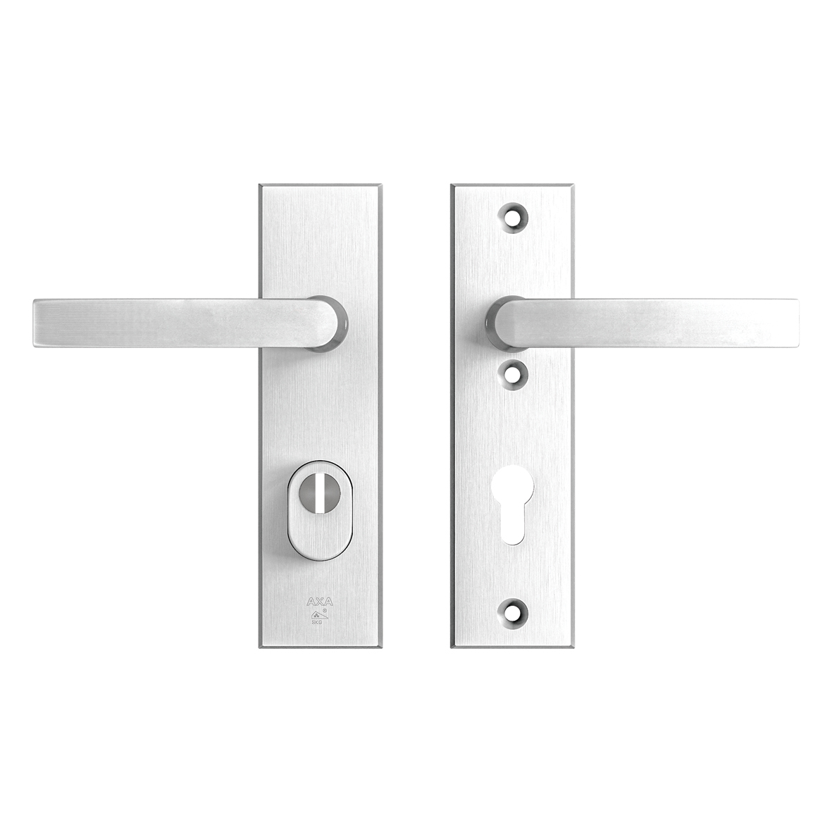 Axa Sicherheits Türbeschläge Set - Edge Plus - Türklinken Mit Kurz Schild - Pc72 Mit Kernziehschutz - Kruk/kruk - Aluminium