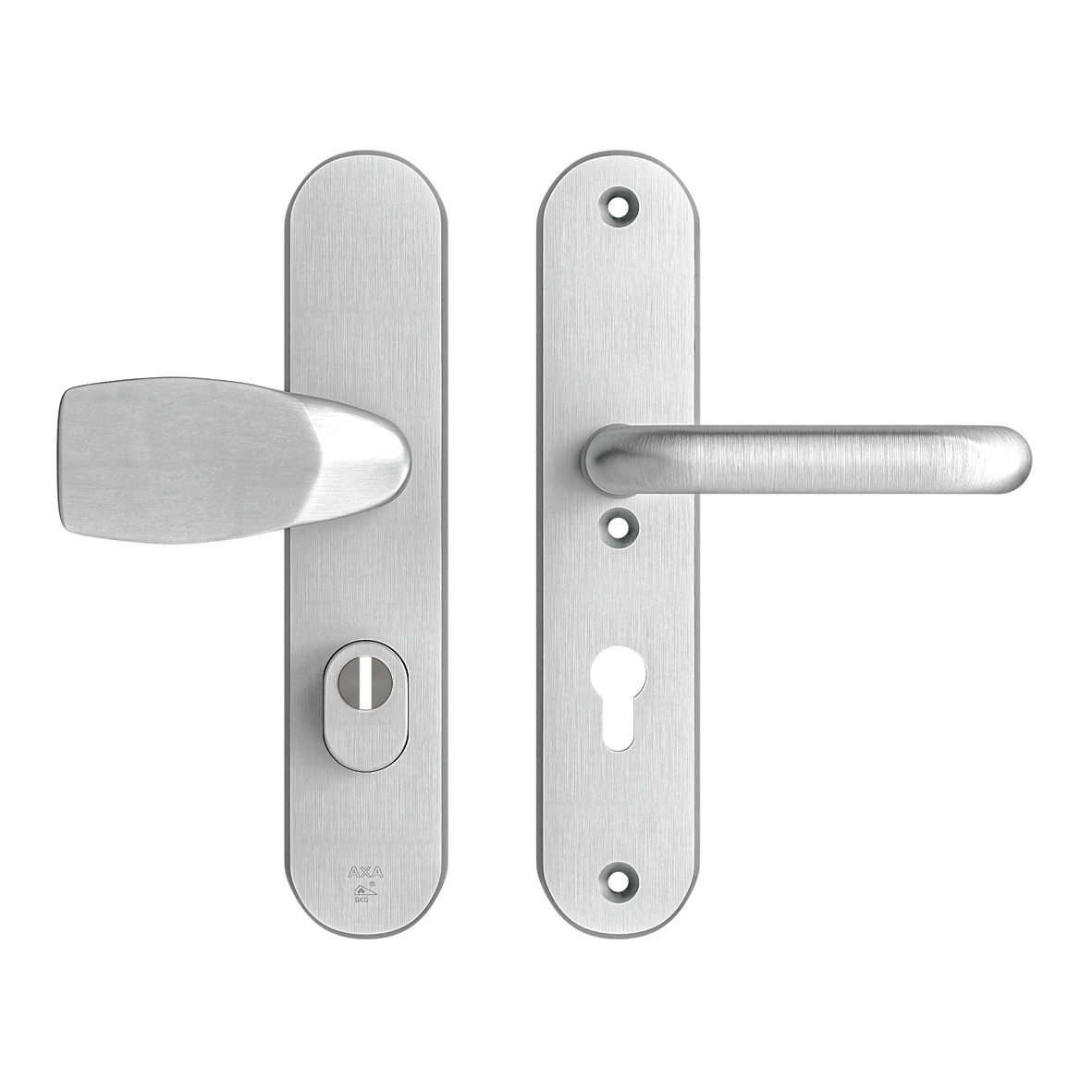 Axa Sicherheits Türbeschläge Set - Oval Plus - Türklinken Mit Schild - Pc72 Mit Kernziehschutz - Bedienbarer Knopf/kruk- Aluminium