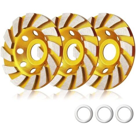Lot De 3 Meules Diamantées Pour Meuleuse D'Angle, 4 Pouces, 12 Segments, Pour Béton