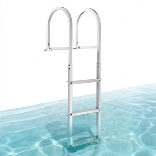 Dockleiter 3 Abnehmbare Stufen 227 Kg Tragkraft, Ponton-bootsleiter Aus Aluminiumlegierung Mit 8 Cm Breiter Stufe Und Rutschfester Gummimatte, Für Das Einsteigen In Schiffe/seen/schwimmbäder