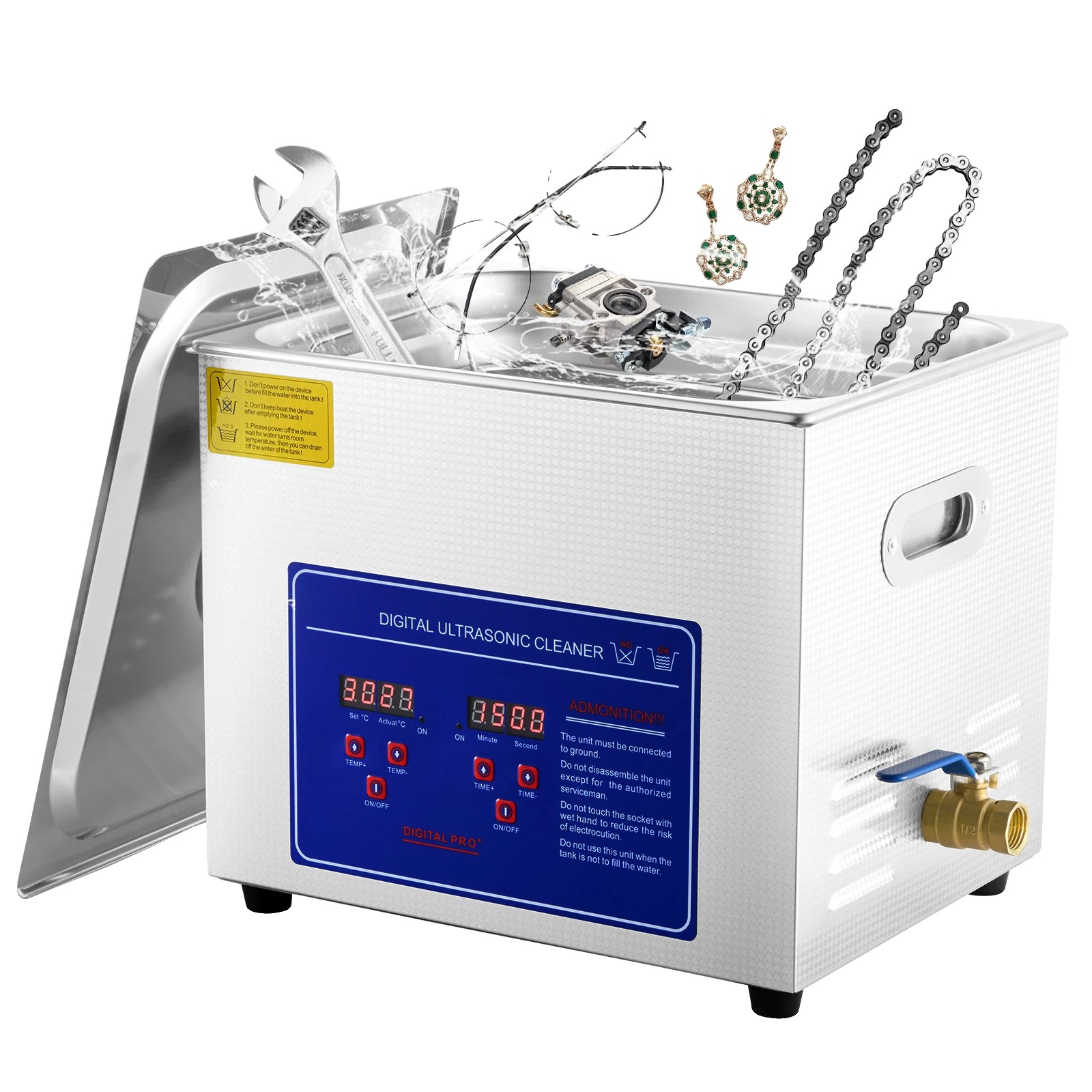 Ultraschallreiniger, 10 L Fassungsvermögen, 240 W Ultraschallleistung, 300 W Heizleistung, 40 Khz Frequenz, 220 V Spannung