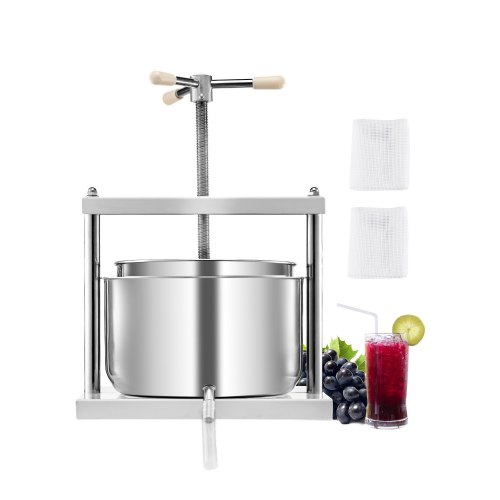 Obstweinpresse Entsafter Obstmühle (12 L) Mit 2 Edelstahlfässer, Manueller Entsafter Apfelweinpresse Apfelpresse Traubenpresse Olivenölpresse Saftpresse Mit Dreieckigem Griff Für Die Küche