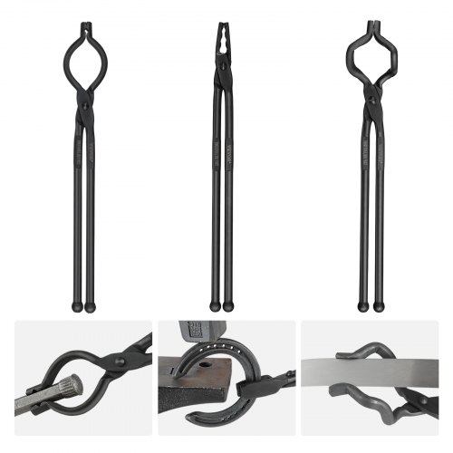 Schmiedezange-set, V-bit, Wolf, Zv-zange 3 Stk. Kohlenstoffstahl Schmiedezange, 461 X 68 X 18 Mm / 458 X 38 X 19 Mm / 463 X 78 X 52,3 Mm, Schmiedezange Mit Verlängertem Griff