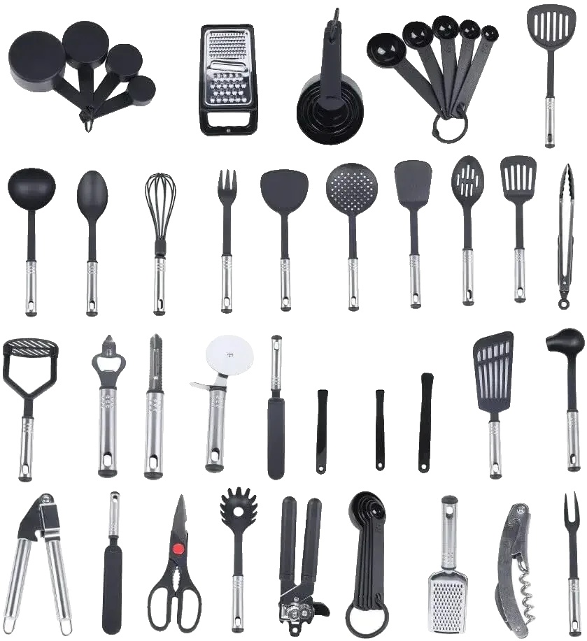 40-teiliges Küchenutensilien-set, Umweltfreundliches Design, Schwarz