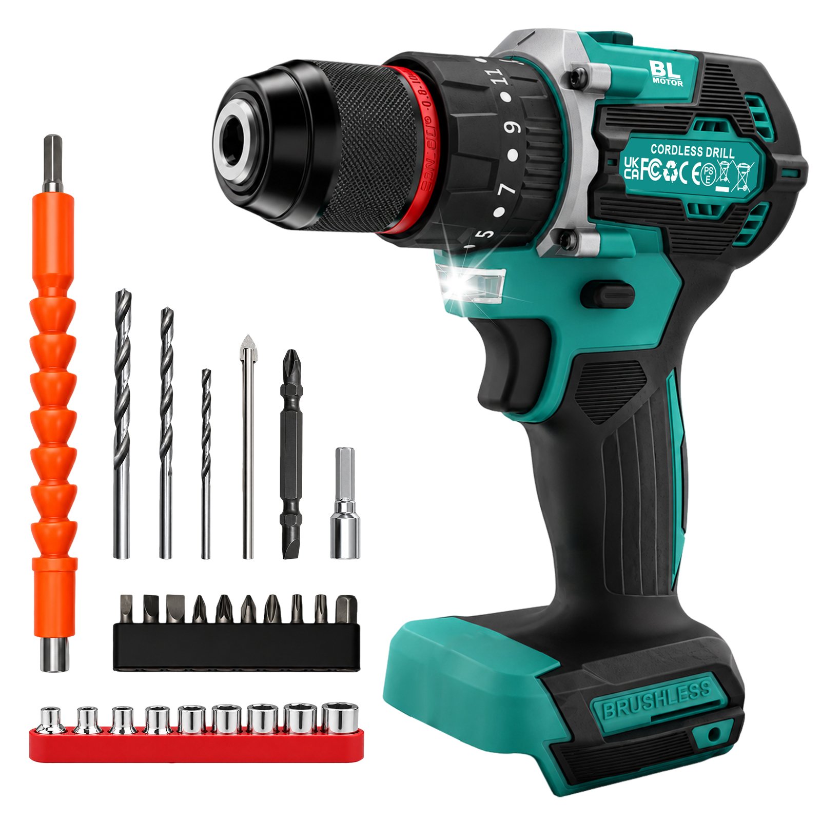 18-v-akku-bohrmaschine Mit Bürstenlosem Motor – Komplettset Mit Zubehör Und Bohrern Für Holz, Wand Und Metall