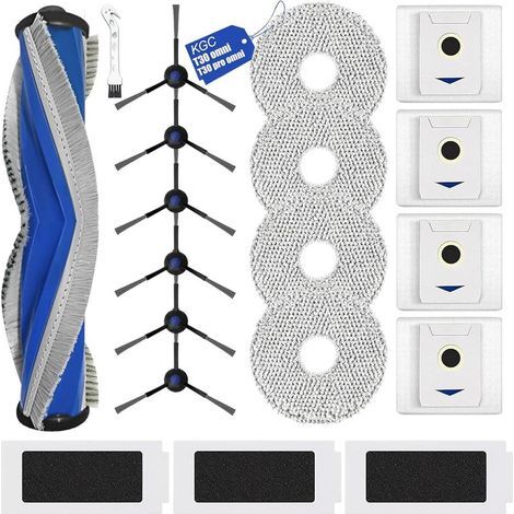 Robot Vacuum Cleaner Accessories For Ecovacs Deebot T30 Pro Omni / T30 Omni, Replacement Parts With 1 X Rubber Main Brush, 3 X Hepa Filters, 4 X Dust Bags, 4 X Dust Pads
