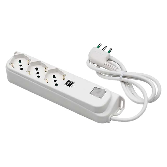 Fanton - Multipresa Con Interruttore + Usb 3 Usc. / Sp.2P+T 16A + 2 usb 2,1A