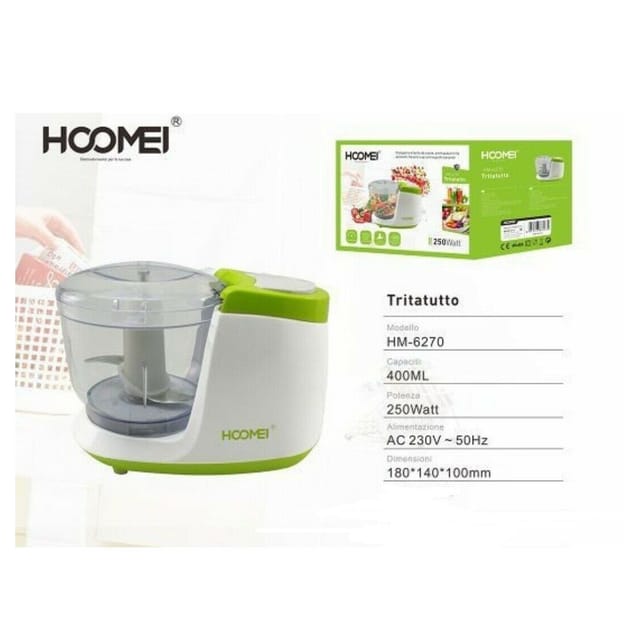 Trade Shop Traesio - Trade Shop - tritatut tritaverdurche frutta trita taglia verdure 400 ml 250W hoomei HM-6270 -