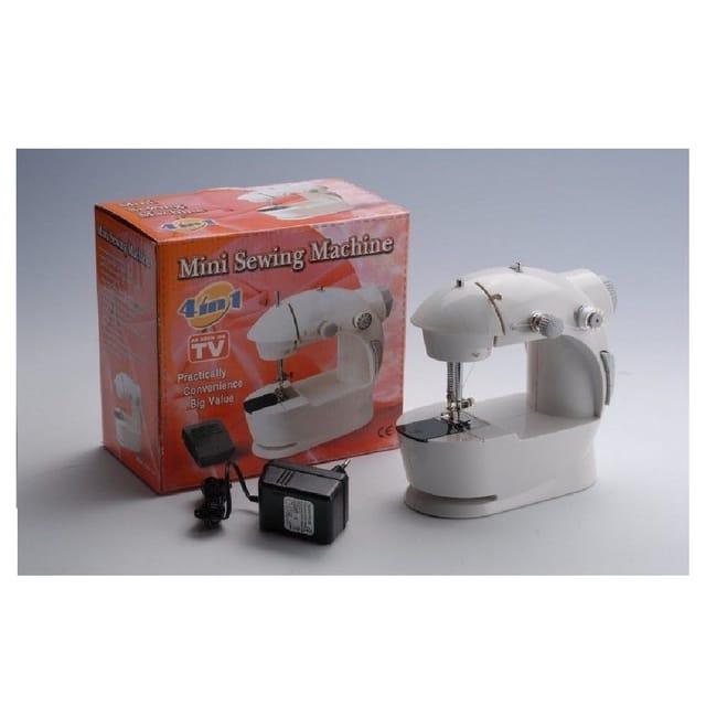 Trade Shop - 4-in-1 tragbare Mini-Nähmaschine für unterwegs mit Nadelpedal -