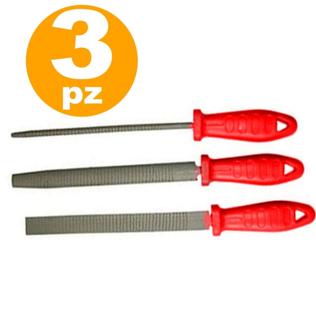 Trade Shop - set lime und raspe lima raspa per metalla ferro legno 3PEZZI 200MM limatura -