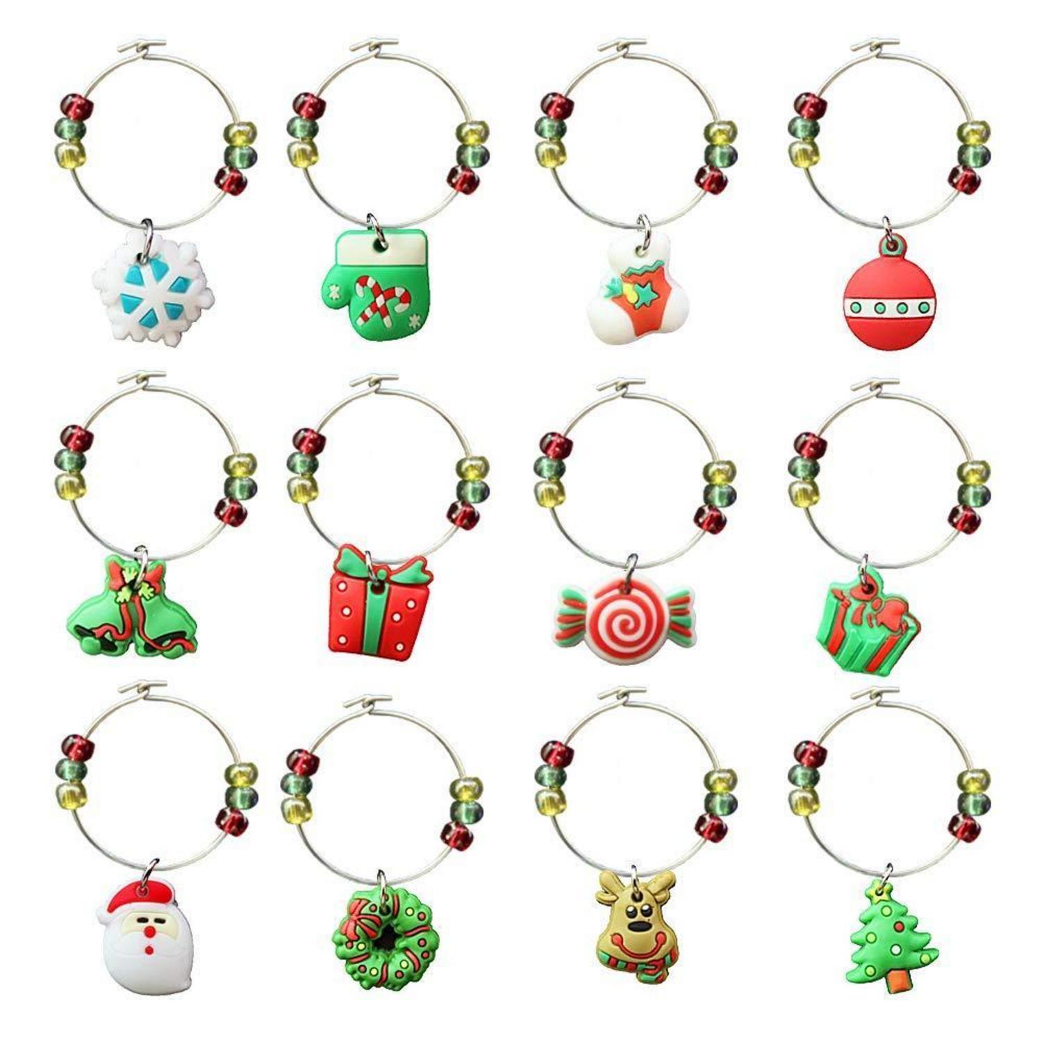 12er Set Weinglas Anhänger Weihnachten, Pvc Drink Marker Für Weinparty & Geschenke