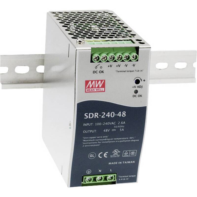 [gebraucht] B-ware Mean Well Sdr-240-24 Netzteil Stromversorgung 24vdc 10a 240w 1 Ausgang 1st623