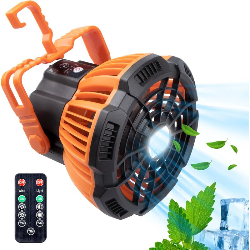 Wiederaufladbarer Campingventilator Mit Led-laterne, Tragbare Deckenleuchte Mit Aufhängehaken, Tischventilator Mit Fernbedienung