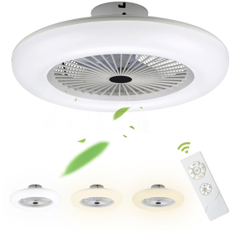 Leiser 55-cm-led-deckenventilator, 3 Geschwindigkeitsstufen, Temperaturregelung, Inklusive Fernbedienung