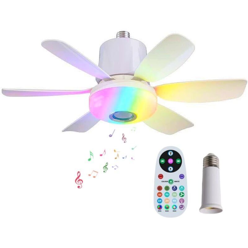 47 Cm Rgb-led-deckenventilator, Dimmbar, Bluetooth, 3 Geschwindigkeitsstufen, Weiß