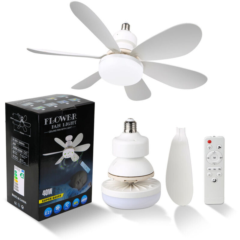 40-w-led-deckenventilator Mit Fernbedienung – E27-fassung, Für Schlaf- Und Wohnzimmer