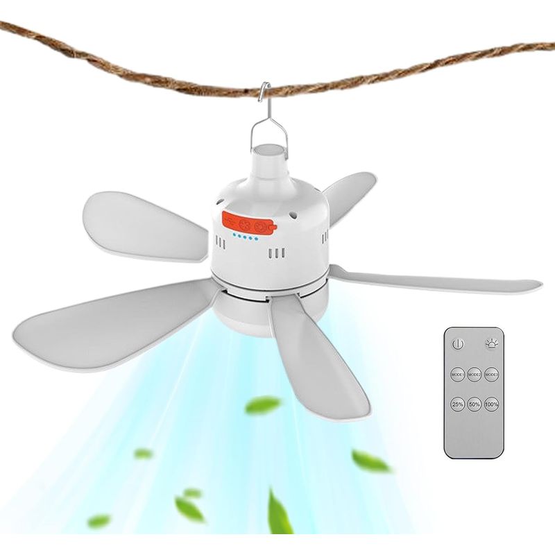 Deckenventilator Für Camping-pavillons Mit Fernbedienung, Langlebigem Akku, Usb-aufladung Und Einstellbarer Geschwindigkeit
