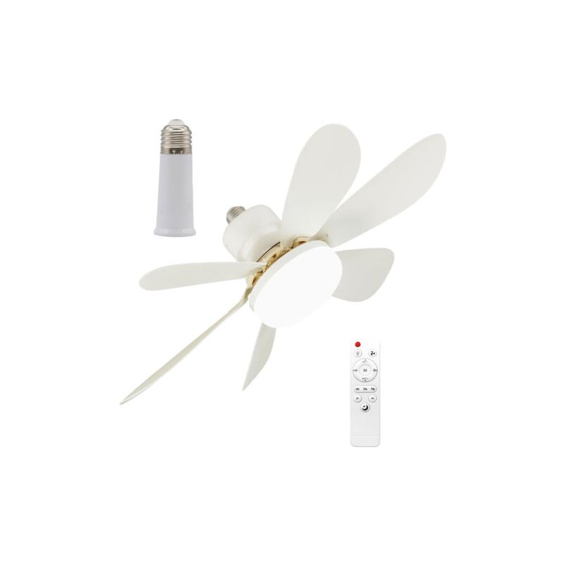 Leiser 52-cm-deckenventilator Mit Licht Und Fernbedienung, 40 W, E27-fassung, Dimmbare Led, 3 Geschwindigkeitsstufen, 6 Flügel, Für Schlaf- Und Wohnzimmer