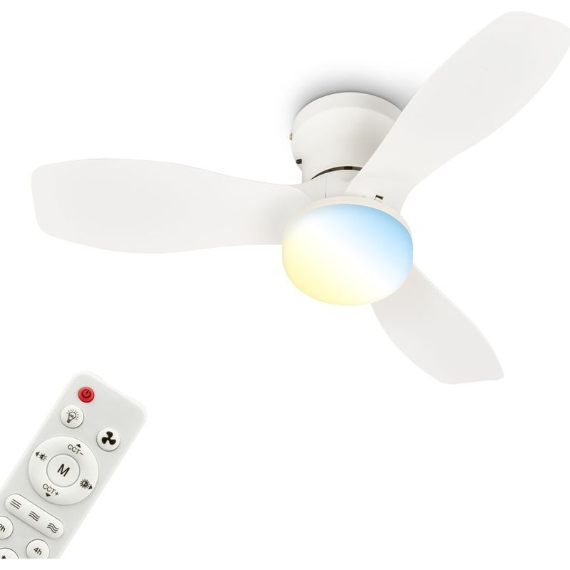 60 Cm Led-deckenventilator, 15 W, Fernbedienung, Einstellbare Lichtfarbe (3000 K–6500 K), Weißer Gleichstrommotor