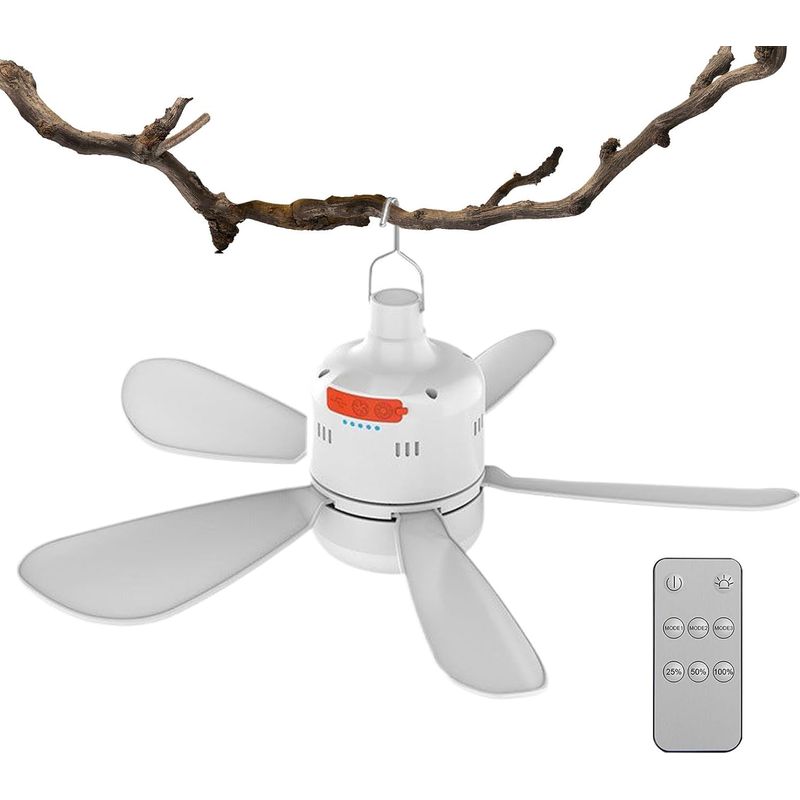 Tragbarer Deckenventilator Mit Wiederaufladbarer Multifunktionsleuchte Für Schlafzimmer, Terrasse Und Reisen