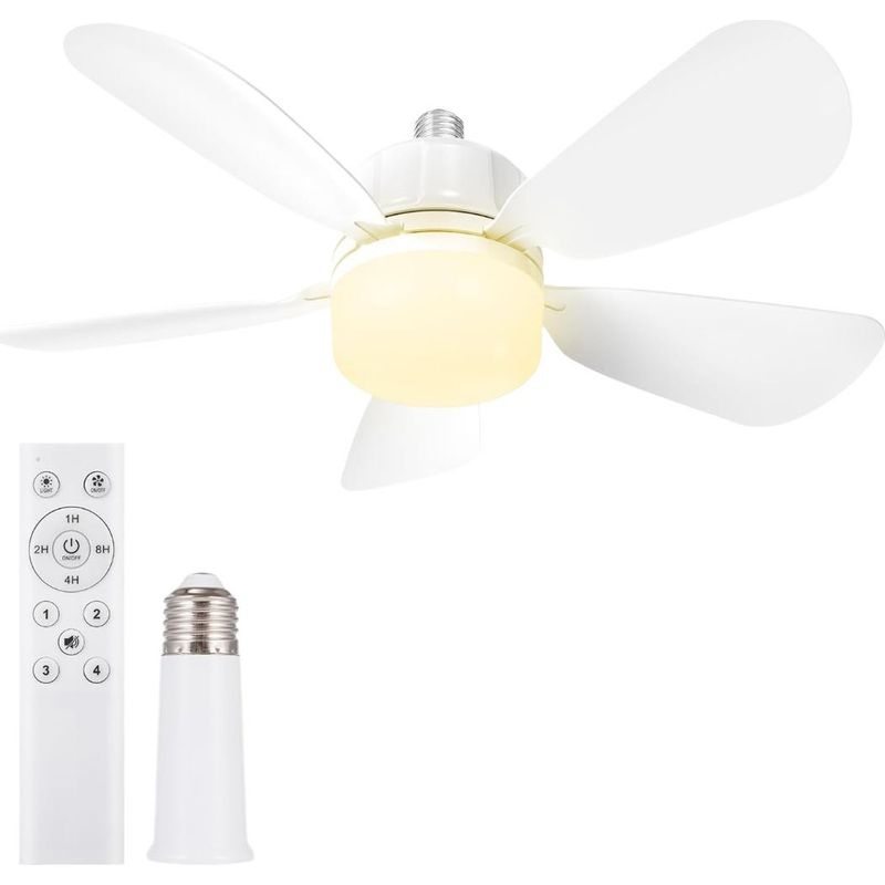50-cm-steckdosenventilator Mit E27-sockel Und Led-beleuchtung Für Bad, Küche, Schlafzimmer Und Garage