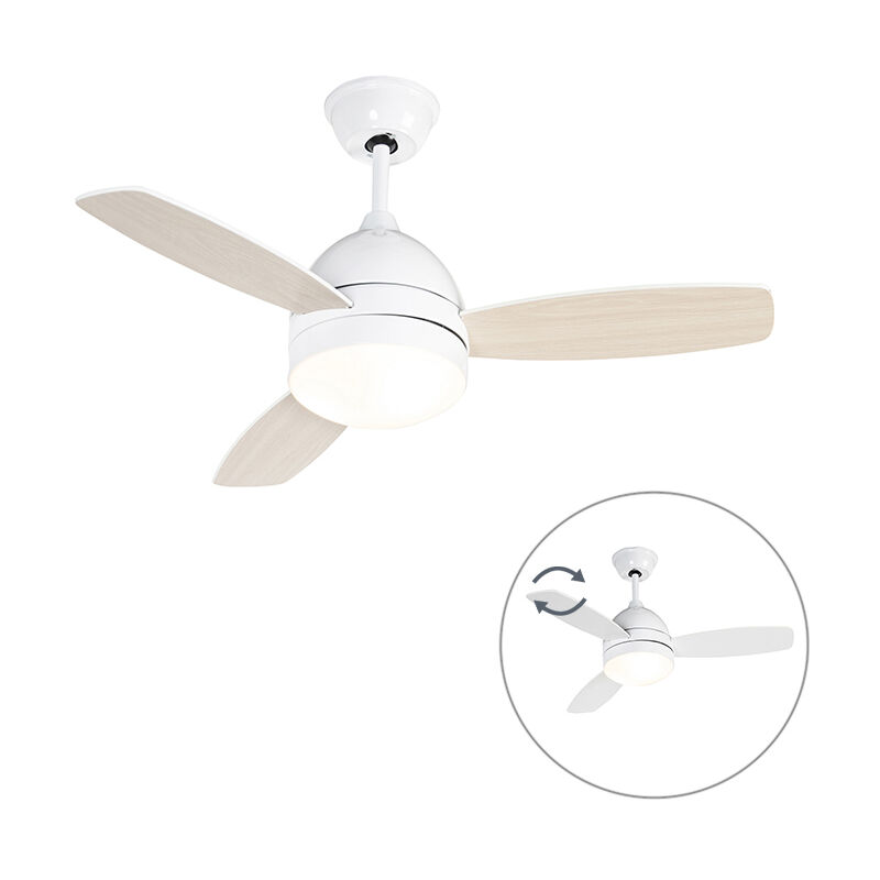 Moderner Weißer Deckenventilator 96 Cm Mit Integrierter Led-beleuchtung Für Wohnzimmer, Schlafzimmer, Küche, Esszimmer