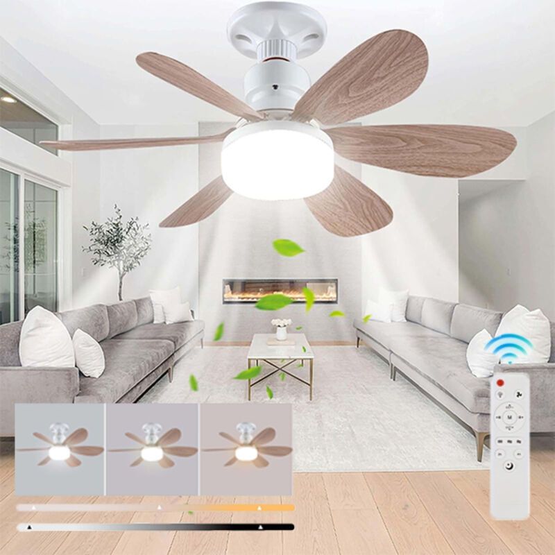 Deckenventilator Mit Fernbedienung, Dimmschalter, E27-fassung, Verstellbarer Beleuchtung, 52 X 18,5 Cm