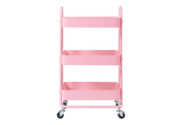 Küchenrollwagen Pyhäntä mit 3 Ebenen Rosa [en.casa]