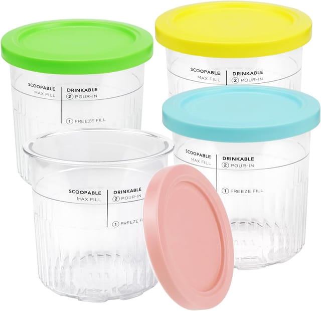 Ninja Creami Pints ​​und Deckel Im 4er-pack, Behälter Für Die Eismaschine Der Serie Ninja Creami Deluxe Nc501 Nc500 Mit Auslaufsicheren Deckeln, Bpa-frei, Spülmaschinenfest