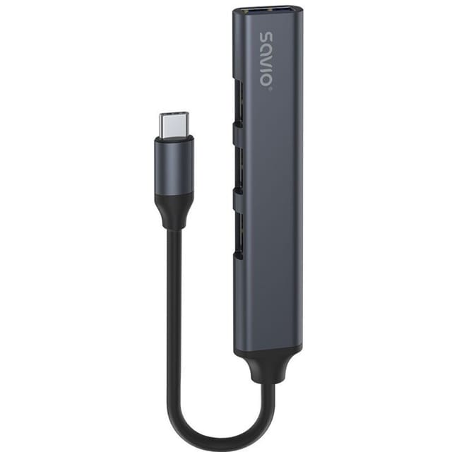 SAVIO USB Hub - 4 Ports, schnelle Datenübertragung, grau AK-70