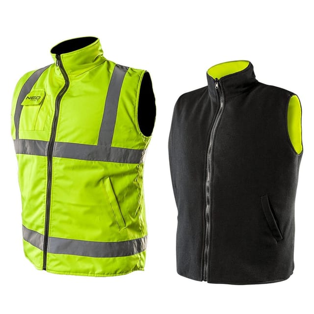 2 in 1 Profi Warnweste, Fleeceweste XL