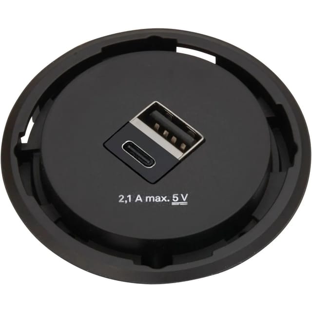 Evoline - One USB-Charger 2-fach Typ a+c, Einbau Buchse ø 59 mm, ks schwarz