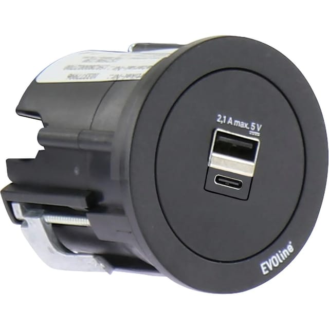 Evoline - One USB-Charger 2-fach Typ a+c mit Abdeckring, ks weiß