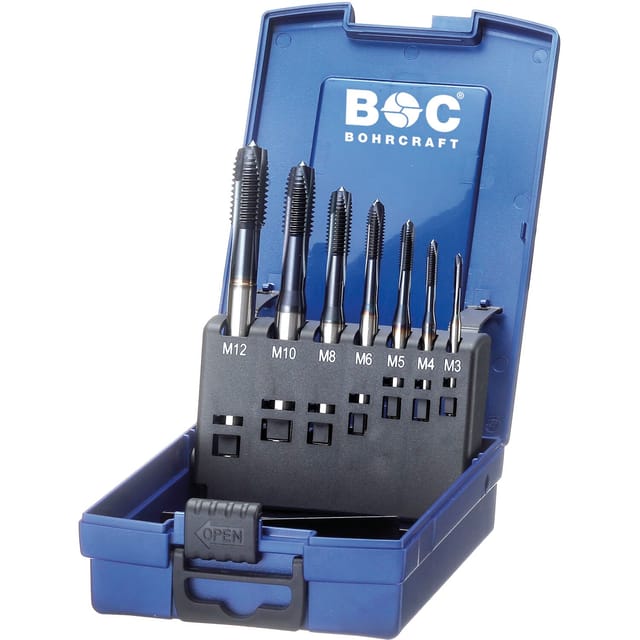 Bohrcraft - Maschinengewindebohrer-Satz M3-M12 hss-e tin Form b 7-teilig
