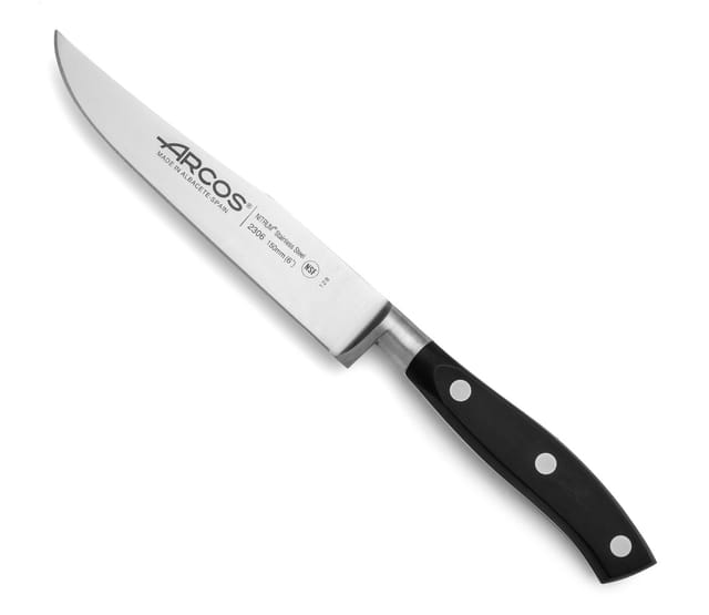 Küchenmesser Arcos Riviera 230600 aus Nitrumstahl, mit Mango aus Polyoxymethylen und 15 cm Klinge im Koffer.