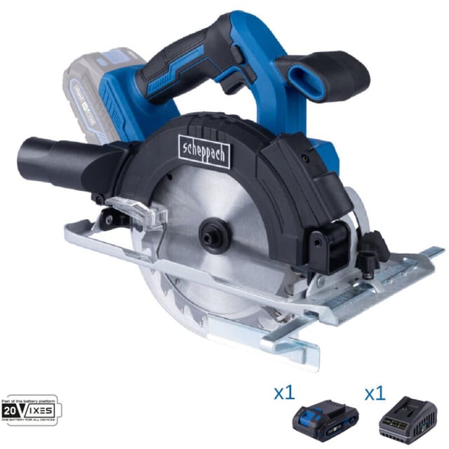 Kreissage 20V Akku 2.0Ah und Ladegerat ixes Scheppach c-hcs165-x