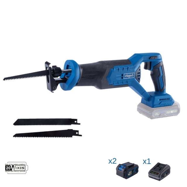 Scheppach - Sabelsage 20V 2 Akkus 4.0Ah und Ladegerat ixes bc-rs250-x