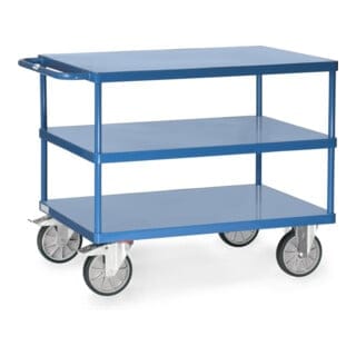 fetra Tischwagen, 3 Stahlblech-Plattformen bündig, Ladefläche 1.000 x 700 mm