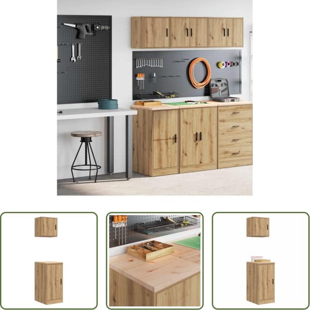 vidaXL Holzschrank - Garagenschränke 2 Stk. Artisan-Eiche Holzwerkstoff