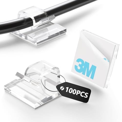 100 Stück Selbstklebende Kabelclips, Kabelmanagement-clips, Kabelorganisatoren, Kabelclips, Kabelbefestigungen, Kabelhaken, Metallhalterungen (transparent)