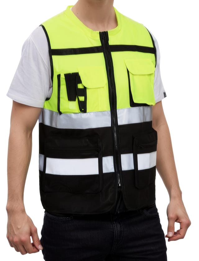 Gelbe/orange Sicherheitsweste, Arbeitsweste Mit Reißverschlusstasche, Reflektorstreifen, Atmungsaktive Arbeitskleidung, Sicherheit, Freiwilligenarbeit, Transport, Gelb