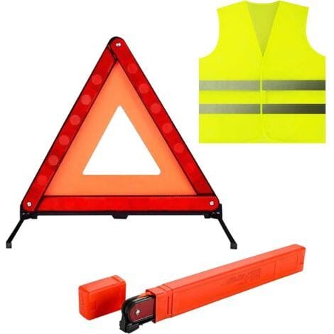 2-in-1-autosicherheitsset – Faltbares Warndreieck Und Reflektierende Sicherheitsweste – Mit Aufbewahrungstasche – Pflichtausstattung Im Auto